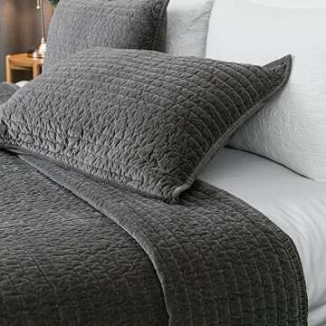 ELEGANT LIFE HOME Velvet Quilt Oversized King Reversible Royal Cotton Velvet Pic-Stitch Bedding Quilt - Oversized King - 108'' x 92'', Gray