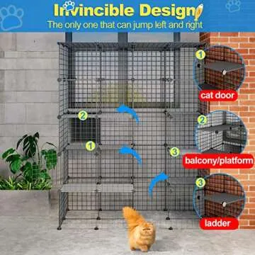 Eiiel DIY Catio Outdoor Cat Enclosure;Large Cage Cat House with 6 Jumping Platforms for Play Catio with Large Entrance Easy to Clean