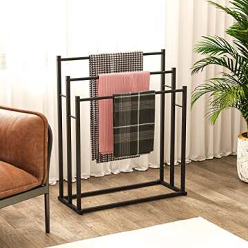 Honiter Towel Racks for Bathroom, 3 Tiers Metal Towel Rack Standing, Freestanding Towel Holder for B...