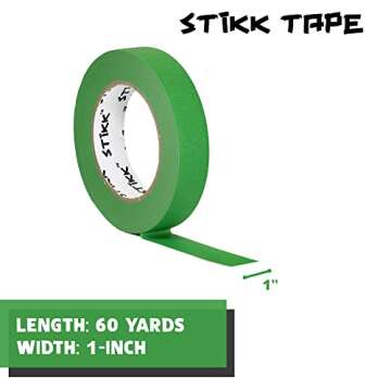 STIKK Painters Tape - 3pk Green Painter Tape - 1 inch x 60 Yards - Paint Tape for Painting, Edges, T...