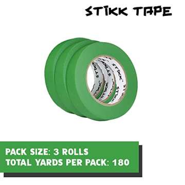 STIKK Painters Tape - 3pk Green Painter Tape - 1 inch x 60 Yards - Paint Tape for Painting, Edges, Trim, Ceilings - Masking Tape for DIY Paint Projects - Residue-Free Painting Tape