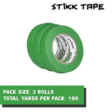 STIKK Painters Tape - 3pk Green Painter Tape - 1 inch x 60 Yards - Paint Tape for Painting, Edges, Trim, Ceilings - Masking Tape for DIY Paint Projects - Residue-Free Painting Tape