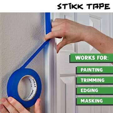 STIKK Painters Tape - 3pk Green Painter Tape - 1 inch x 60 Yards - Paint Tape for Painting, Edges, Trim, Ceilings - Masking Tape for DIY Paint Projects - Residue-Free Painting Tape