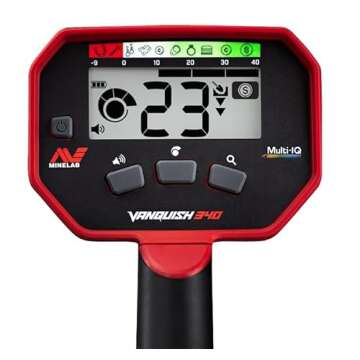 Minelab Vanquish 340 Multi-Frequency Auto-Select Metal Detector for Adults with V10 10"x7" Double-D Waterproof Coil (3 Detect Modes)