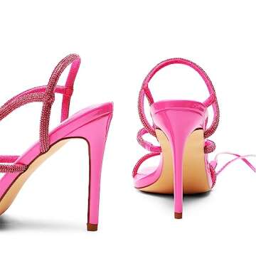 DREAM PAIRS Hot Pink High Heels Stilletos Heels for Women Strappy Gladiator Sexy Square Toe Heels Open Toe Heels Dressy Pumps Sandals Size 7.5 SDHS2239W