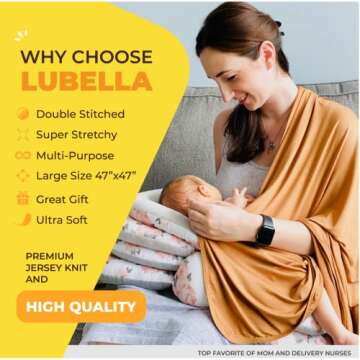 LUBELLA SUPPLY COMPANY Large Stretchy Swaddle Blankets 47" - Newborn Bamboo Swaddle and Hat Set - Jersey Receiving Baby Blanket for Boys & Girls - Soft Stretch Infant Wrap 0-3 Months (Desert Color)