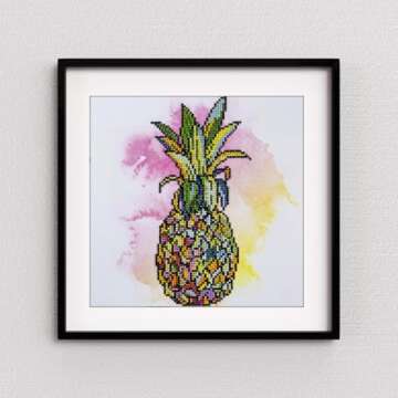 Diamond Art By Leisure Arts Pineapple, 12"X12", Intermediate Diamond Painting Kits For Adults, Art For Adults, Kit, Painting