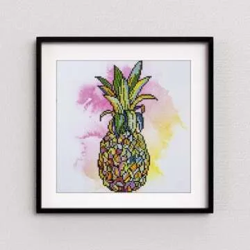 Diamond Art By Leisure Arts Pineapple, 12"X12", Intermediate Diamond Painting Kits For Adults, Art For Adults, Kit, Painting
