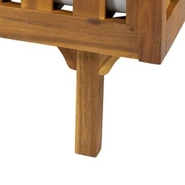 Christopher Knight Home Tina Outdoor 3 Seater Acacia Wood Daybed, Teak Finish, Light Grey