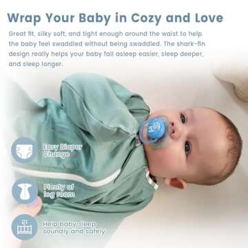 ZIGJOY Shark-Fin Transition Swaddle - 0.5 Tog Rayon Made from Bamboo Sleep Sack Transitional Swaddle Sack Baby Wearable Blanket with 2-Way Zipper, Mint Green, 6-12 Months