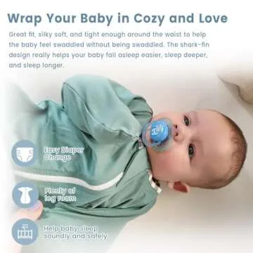 ZIGJOY Shark-Fin Transition Swaddle - 0.5 Tog Rayon Made from Bamboo Sleep Sack Transitional Swaddle Sack Baby Wearable Blanket with 2-Way Zipper, Mint Green, 6-12 Months