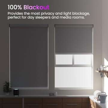 Astomi Motorized Roller Shades for Windows, Blackout Automatic Blinds with Remote, Smart Blinds, Voice Control, Compatible with Alexa, Google, Custom Size, Linen Beige