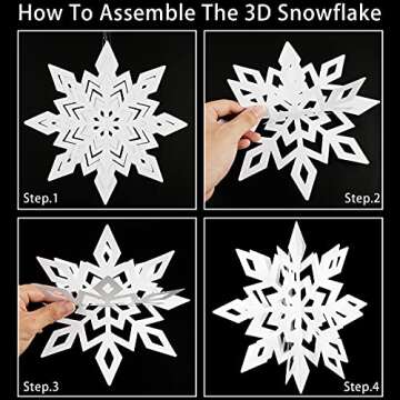 84 Pcs Winter Snowflake Party Supplies White Christmas Snowflakes Decorations 3D Glittery Paper Snowflake Hanging Ornaments Garland for Home Xmas Christmas Holiday Party Decor