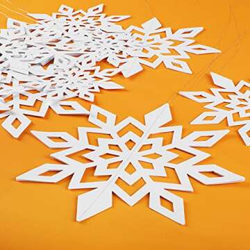 84 Pcs Winter Snowflake Party Supplies White Christmas Snowflakes Decorations 3D Glittery Paper Snowflake Hanging Ornaments Garland for Home Xmas Christmas Holiday Party Decor