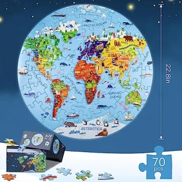 DIGOBAY World Map Puzzle for Kids - 70 Piece Educational Fun