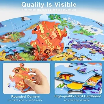 DIGOBAY World Map Puzzle for Kids - 70 Piece Educational Fun