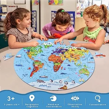 DIGOBAY World Map Puzzle for Kids - 70 Piece Educational Fun