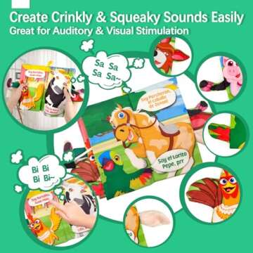 La Granja De Zenon Character Spanish Baby Books Toys Touch and Feel Cloth Crinkle Soft Books Spanish Baby Books 0-6 Months Infant Newborn Baby Boy Girl Shower Presents Sensory Learning Stroller Toys