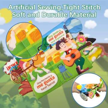 La Granja De Zenon Character Spanish Baby Books Toys Touch and Feel Cloth Crinkle Soft Books Spanish Baby Books 0-6 Months Infant Newborn Baby Boy Girl Shower Presents Sensory Learning Stroller Toys