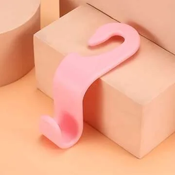 8sanlione Car Back Seat Headrest Hooks, 4PCS Vehicle Backseat Storage Organizer Hanger, Multifunctional Auto Headrest Hidden Hook Universal for Handbag Purse Backpacks Bags and Groceries (Pink)