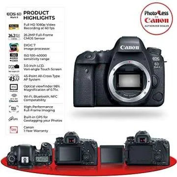 Canon EOS 6D Mark II Wi-Fi DSLR Camera Body - with Pro Battery Grip, TTL Flash, Canon Backpack,128GB Memory, Replacement Battery for LP-E6N, 72" Monopod, RC-6 Wireless Remote, and More.(19 Items)