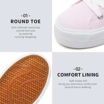 FRACORA Womens High Top Platform Sneakers White Platform Shoes Fashion Canvas Shoes for Women(Pink,US7)