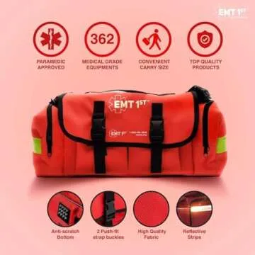 EMT 1st Emergency Responder First Aid Kit | Medical Trauma Bag for Disaster Preparedness | Perfect for Wilderness, Camping, Home, Car, & Office | Our Lightweight Kits Come with 40 Unique Items