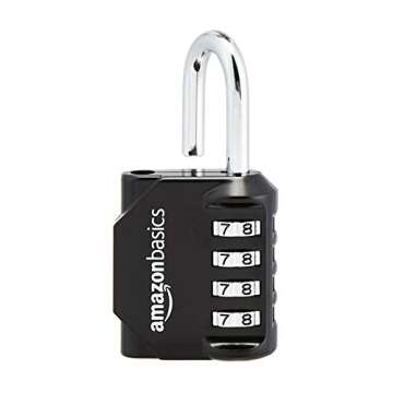 Amazon Basics 4-Digit Combination Lock, Black, 2-Pack