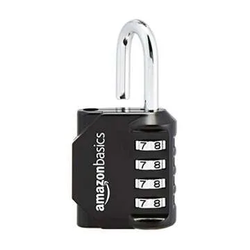 Amazon Basics 4-Digit Combination Lock, Black, 2-Pack