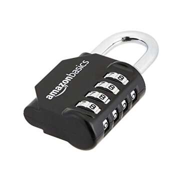 Amazon Basics 4-Digit Combination Lock, Black, 2-Pack