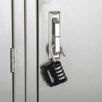 Amazon Basics 4-Digit Combination Lock, Black, 2-Pack