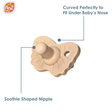 RaZbaby RaZzies Pacifier 3-Pack - BPA Free Natural Nipple Design for Infants