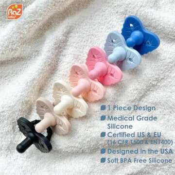 RaZbaby RaZzies Pacifier 3-Pack for Safe, Calm Infants