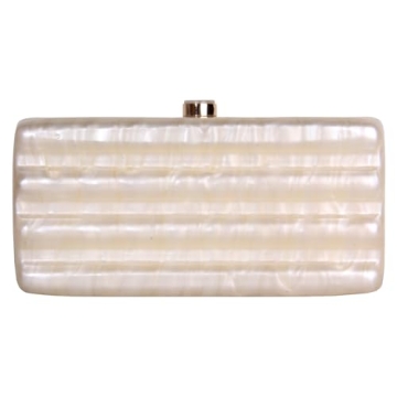 NUSTTAL Women Acrylic Clutch Purse Marbled Evening Shoulder Bag for Wedding Cocktail Party Prom (Ivo...