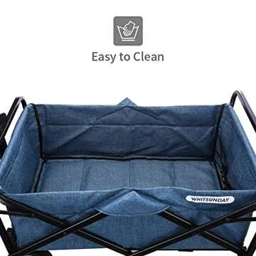 WHITSUNDAY Collapsible Wagon Folding Garden Outdoor Park Utility Wagon Picnic Camping Cart 5“ Solid Rubber Wheels (Ocean Blue, M-Foldable)