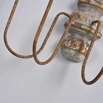 JiuZhuo Rustic Wall Sconce, French Country 3-Light Wood Candle Wall Sconce, Rustic Farmhouse Wall Lighting with Distressed Carved Design