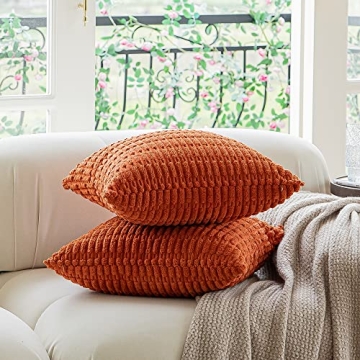 Kevin Textile 18x18 Fall Corduroy Pillow Covers Pack of 2