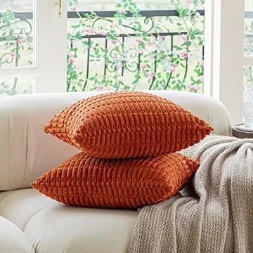 Kevin Textile 18x18 Fall Corduroy Pillow Covers Pack of 2