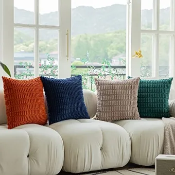 Kevin Textile 18x18 Fall Corduroy Pillow Covers Pack of 2