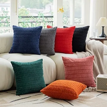 Kevin Textile 18x18 Fall Corduroy Pillow Covers Pack of 2