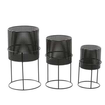 Contemporary CosmoLiving Metal Planter Set - 3 Sizes in Black