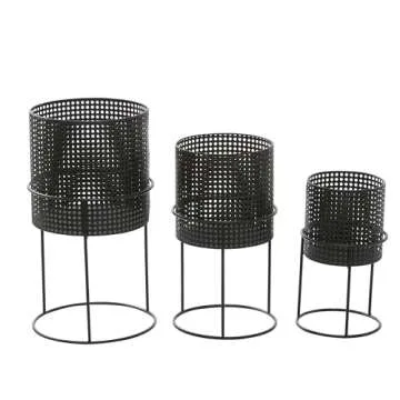 Contemporary CosmoLiving Metal Planter Set - 3 Sizes in Black