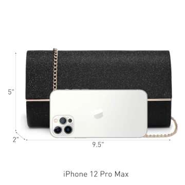 Dasein Women's Evening Bag Glitter Clutch Wedding Bridal Purse Sparkle Cocktail Party Prom Handbag (1-Black)