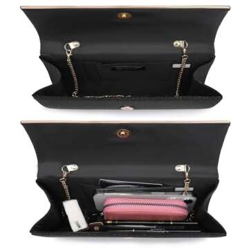 Dasein Women's Evening Bag Glitter Clutch Wedding Bridal Purse Sparkle Cocktail Party Prom Handbag (1-Black)