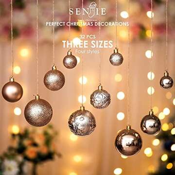 Christmas Ornaments for Xmas Trees,Champagne Shatterproof Christmas Ball Ornaments