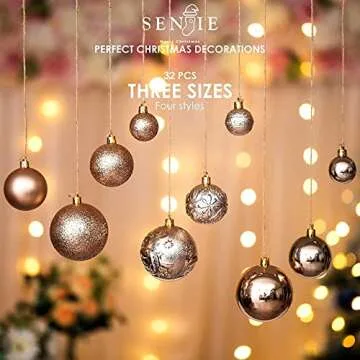 Christmas Ornaments for Xmas Trees,Champagne Shatterproof Christmas Ball Ornaments