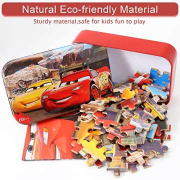 MZZOTOY Puzzles for Kids Ages 4-8，60 Pieces Puzzles for Kids Ages 3-5 in a Metal Box Puzzle for Ki...