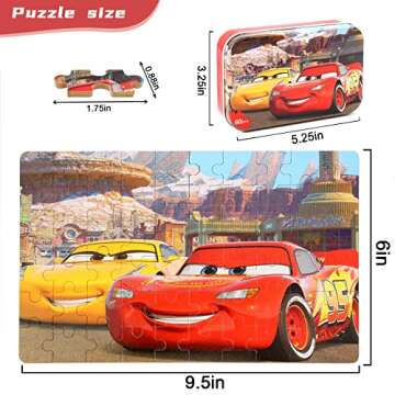 MZZOTOY Puzzles for Kids Ages 4-8，60 Pieces Puzzles for Kids Ages 3-5 in a Metal Box Puzzle for Kids Girls and Boys Educational Puzzles Gifts