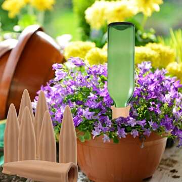 MorTime Plant Watering Devices, Plant Waterer Self Watering Terracotta Spikes Automatically Water Your Indoor and Outdoor Plants While On Vacation (8pc)