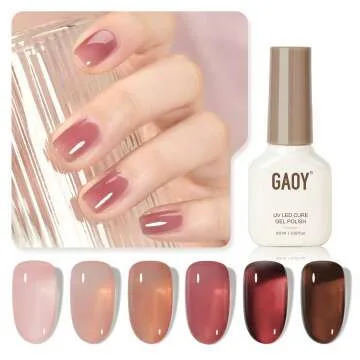 GAOY Jelly Gel Nail Polish Kit - 6 Sheer Colors